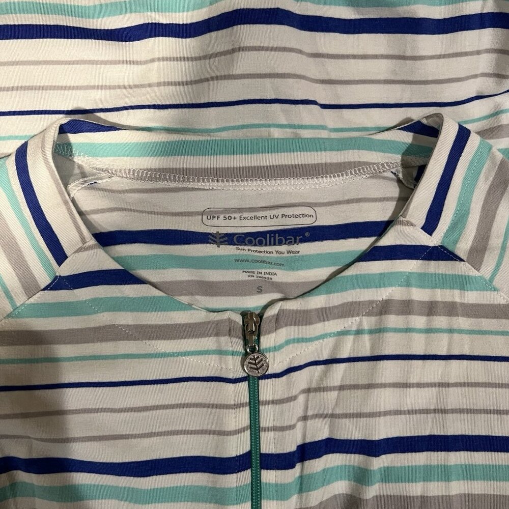 COOLIBAR Cabana Hightide Swim Coverup Small UPF 50+ Full Zip Jacket Stripes - Picture 6 of 12